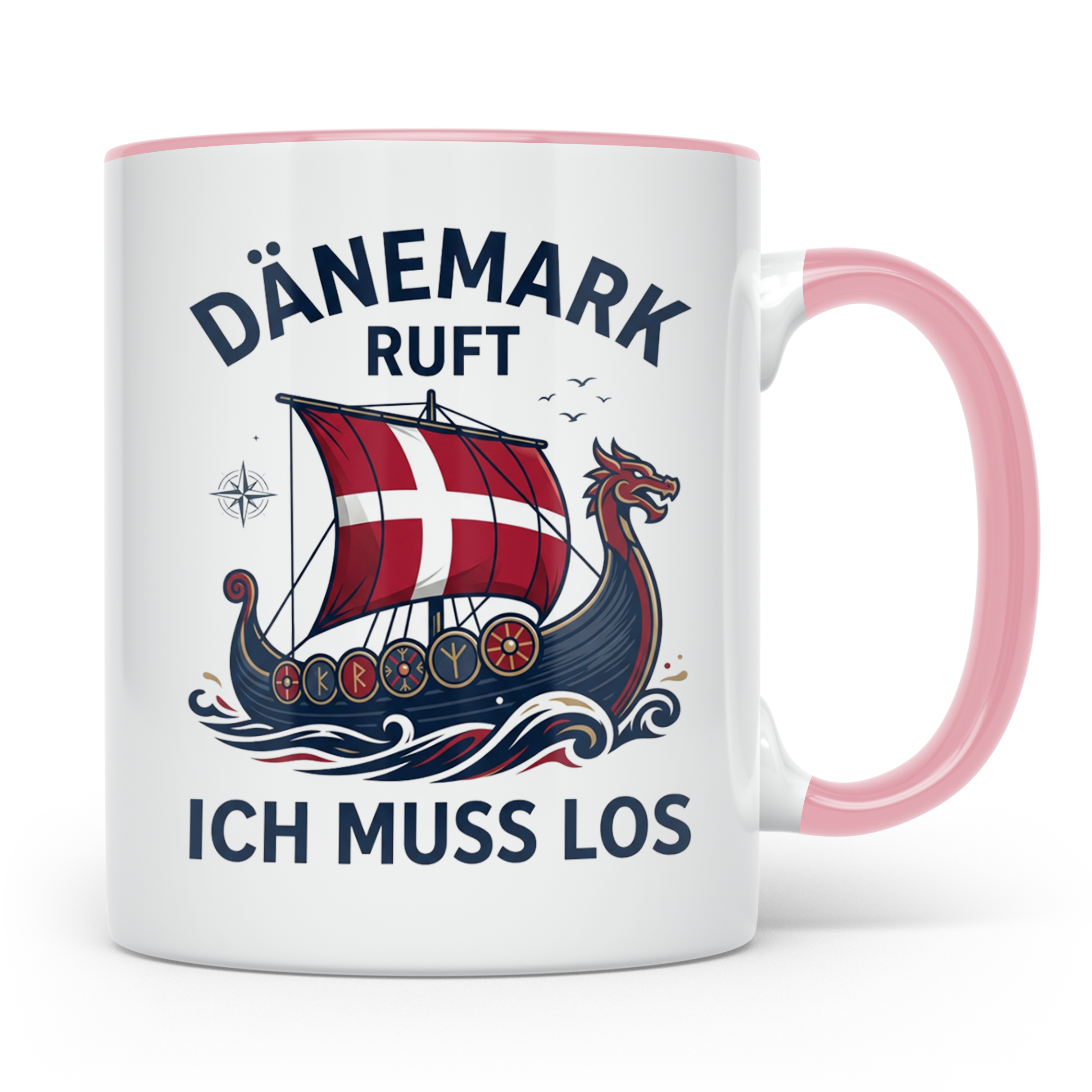 Dänemark Tasse Wikinger Schiff Spruch Dänemark ruft ich muss – Rosa [farbe:rosa]