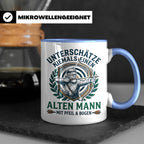 Bogenschütze Tasse Alter Mann mit Pfeil und Bogen Spruch | G – Blau [farbe:blau]