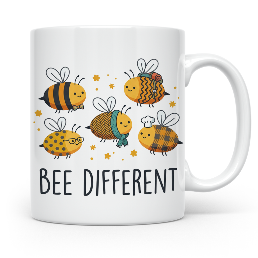 Bienen Tasse Bee Different Spruch, Kawaii Hummel Becher, Mot – Weiß [farbe:weiß]