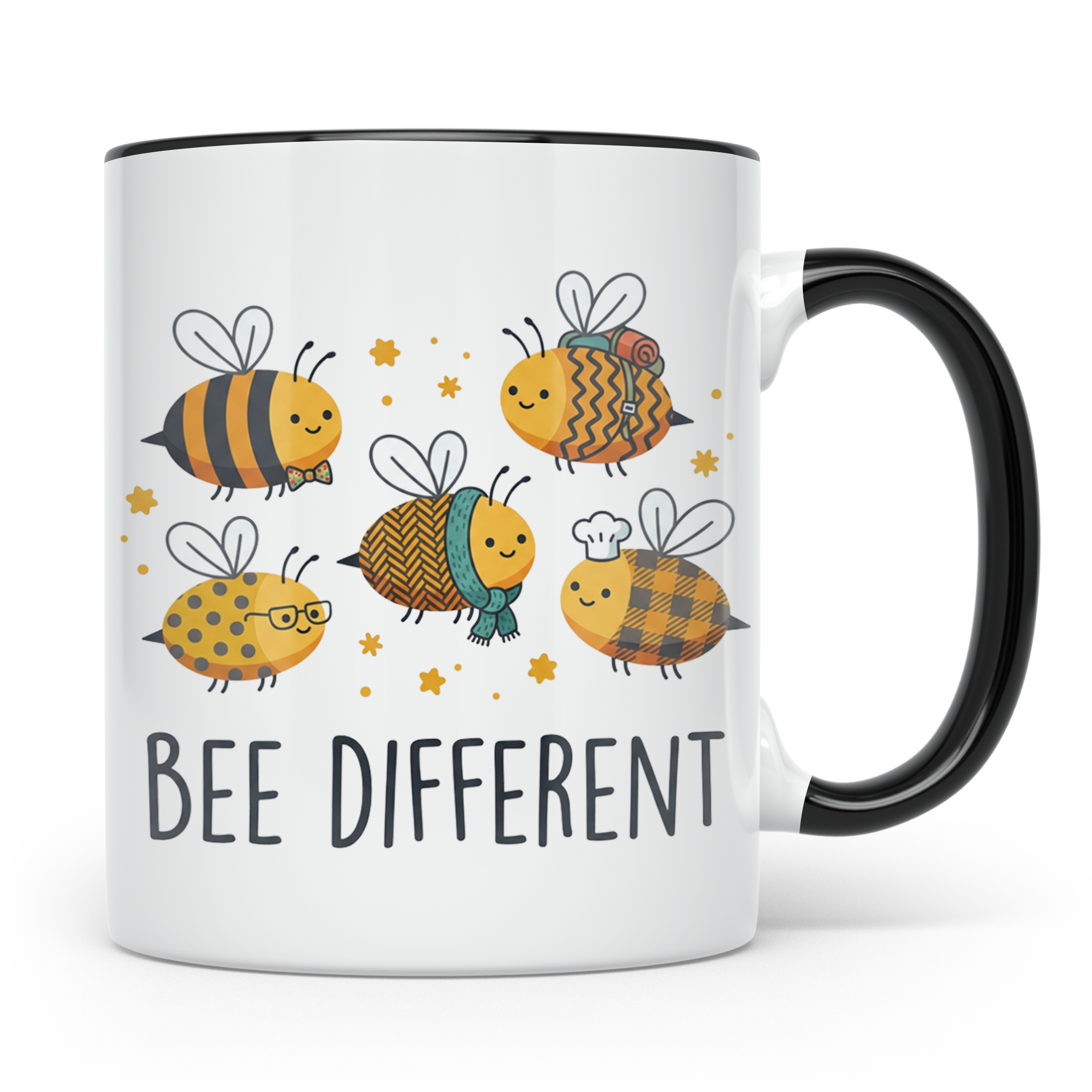 Bienen Tasse Bee Different Spruch, Kawaii Hummel Becher, Mot – Schwarz [farbe:schwarz]