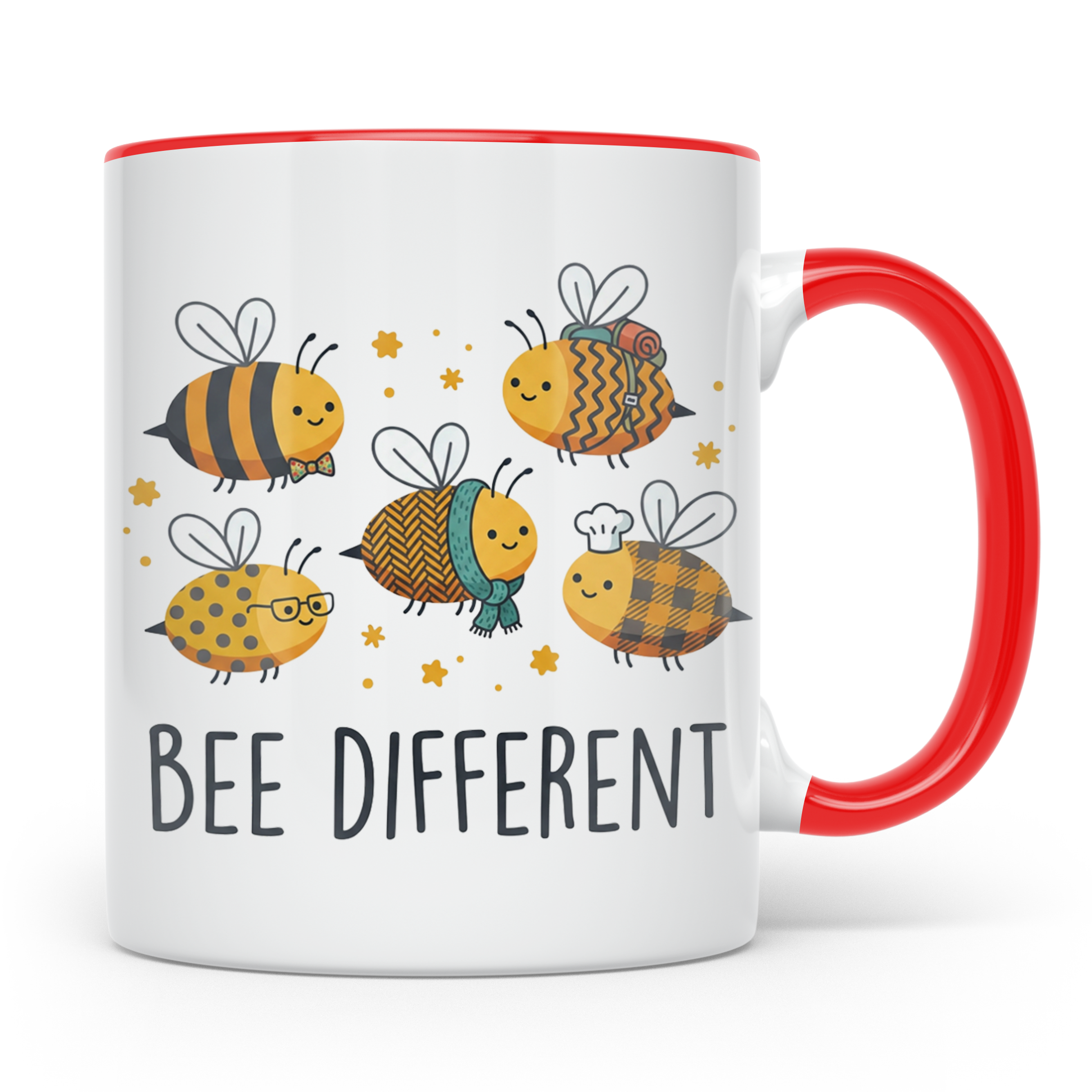 Bienen Tasse Bee Different Spruch, Kawaii Hummel Becher, Mot – Rot [farbe:rot]