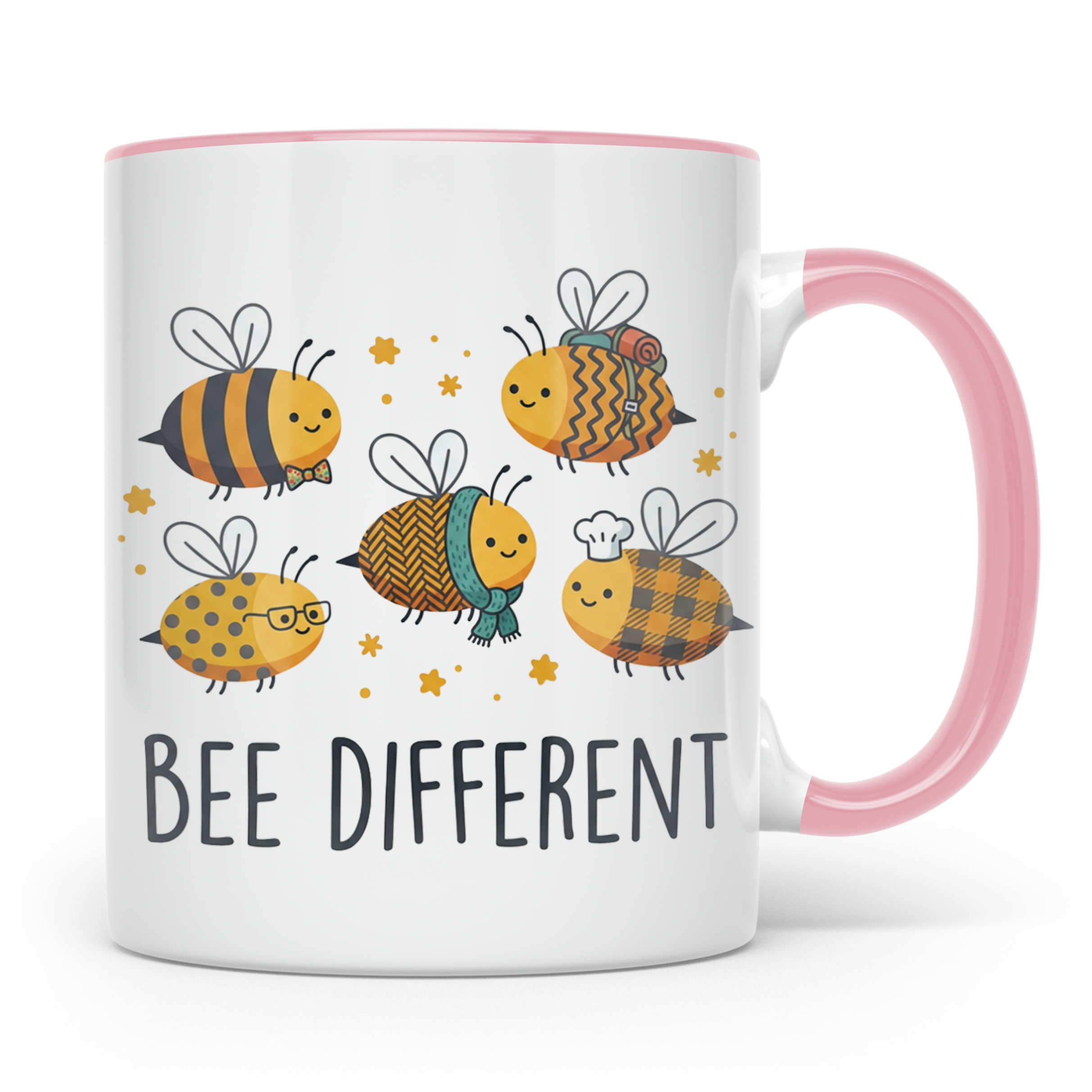 Bienen Tasse Bee Different Spruch, Kawaii Hummel Becher, Mot – Rosa [farbe:rosa]