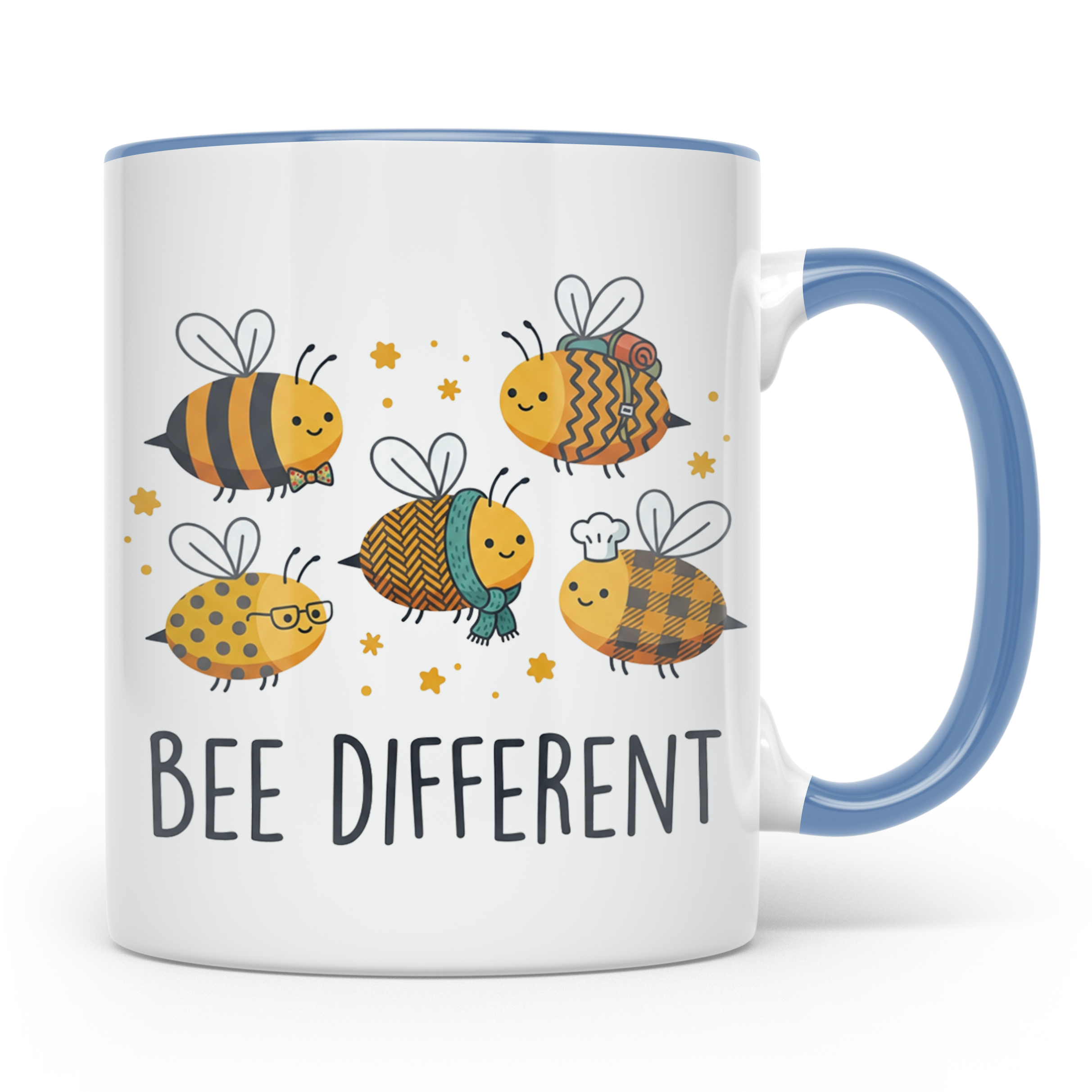 Bienen Tasse Bee Different Spruch, Kawaii Hummel Becher, Mot – Blau [farbe:blau]
