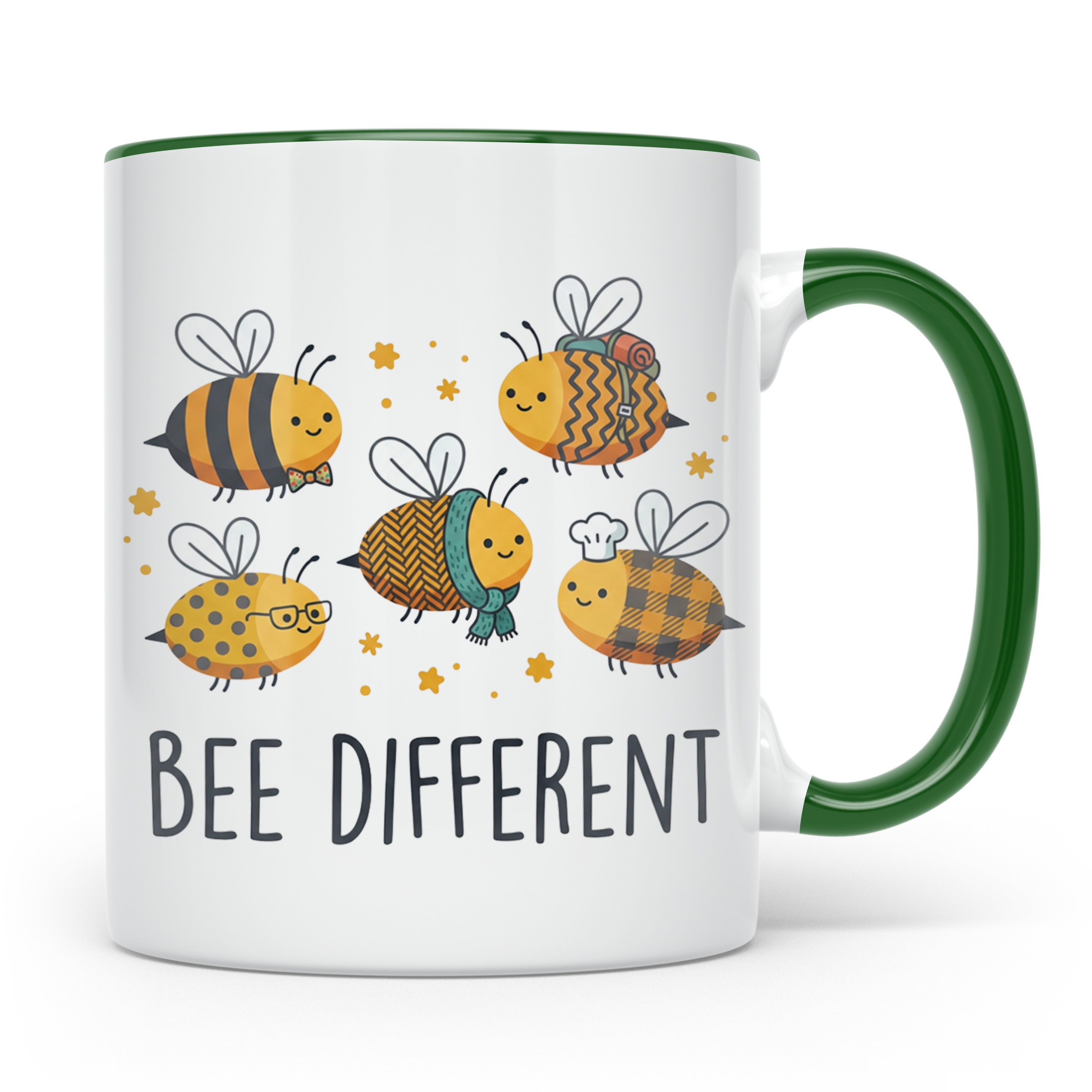 Bienen Tasse Bee Different Spruch, Kawaii Hummel Becher, Mot – Grün [farbe:grün]