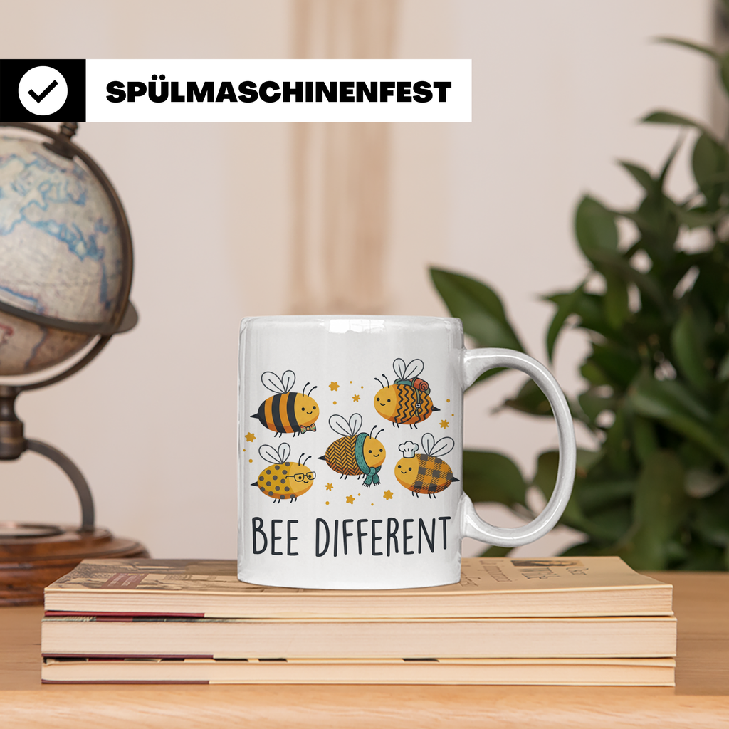Bienen Tasse Bee Different Spruch, Kawaii Hummel Becher, Mot – Weiß [farbe:weiß]