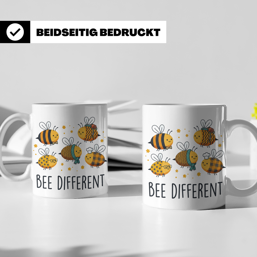 Bienen Tasse Bee Different Spruch, Kawaii Hummel Becher, Mot – Weiß [farbe:weiß]