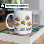 Bienen Tasse Bee Different Spruch, Kawaii Hummel Becher, Mot – Weiß [farbe:weiß]