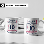 10 Jahre Dienstjubiläum Tasse für Kollegin, Geschenk zum 10  – Weiß [farbe:weiß]