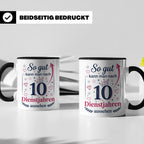 10 Jahre Dienstjubiläum Tasse für Kollegin, Geschenk zum 10  – Schwarz [farbe:schwarz]