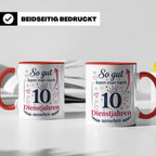 10 Jahre Dienstjubiläum Tasse für Kollegin, Geschenk zum 10  – Rot [farbe:rot]