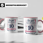 10 Jahre Dienstjubiläum Tasse für Kollegin, Geschenk zum 10  – Rosa [farbe:rosa]