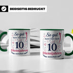 10 Jahre Dienstjubiläum Tasse für Kollegin, Geschenk zum 10  – Grün [farbe:grün]