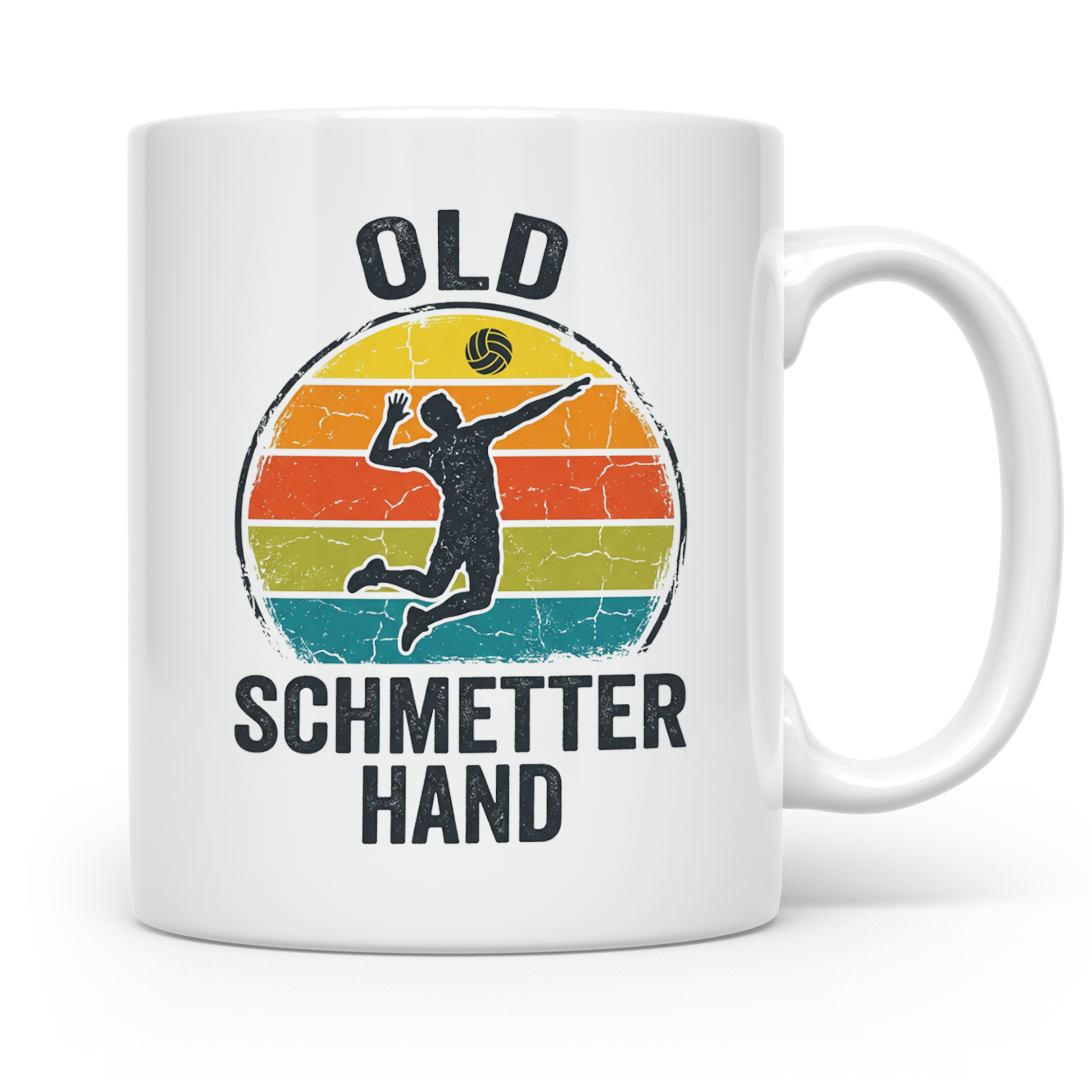 Old Schmetterhand Tasse Volleyball Spruch, Vintage Geschenk  – Weiß [farbe:weiß]