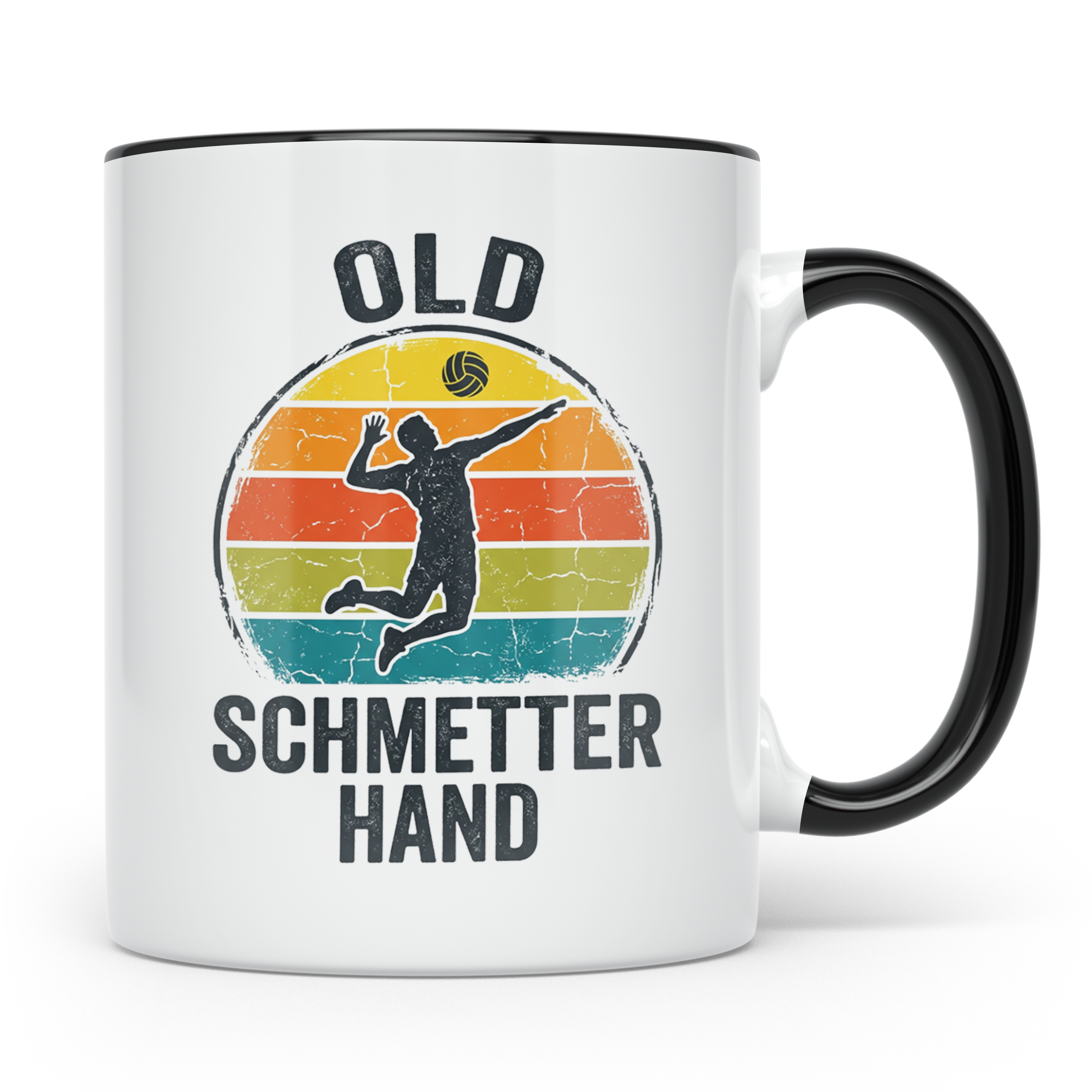 Old Schmetterhand Tasse Volleyball Spruch, Vintage Geschenk  – Schwarz [farbe:schwarz]