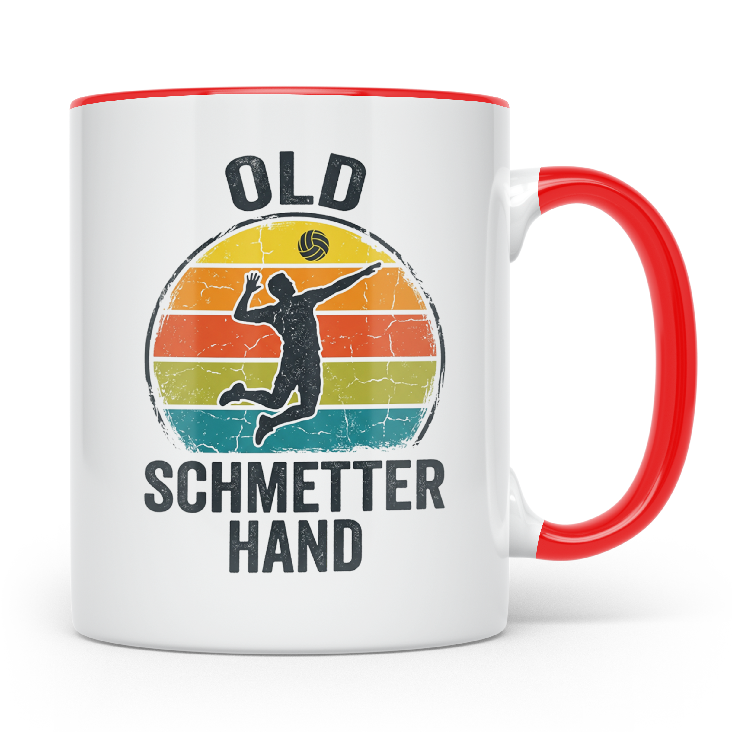 Old Schmetterhand Tasse Volleyball Spruch, Vintage Geschenk  – Rot [farbe:rot]