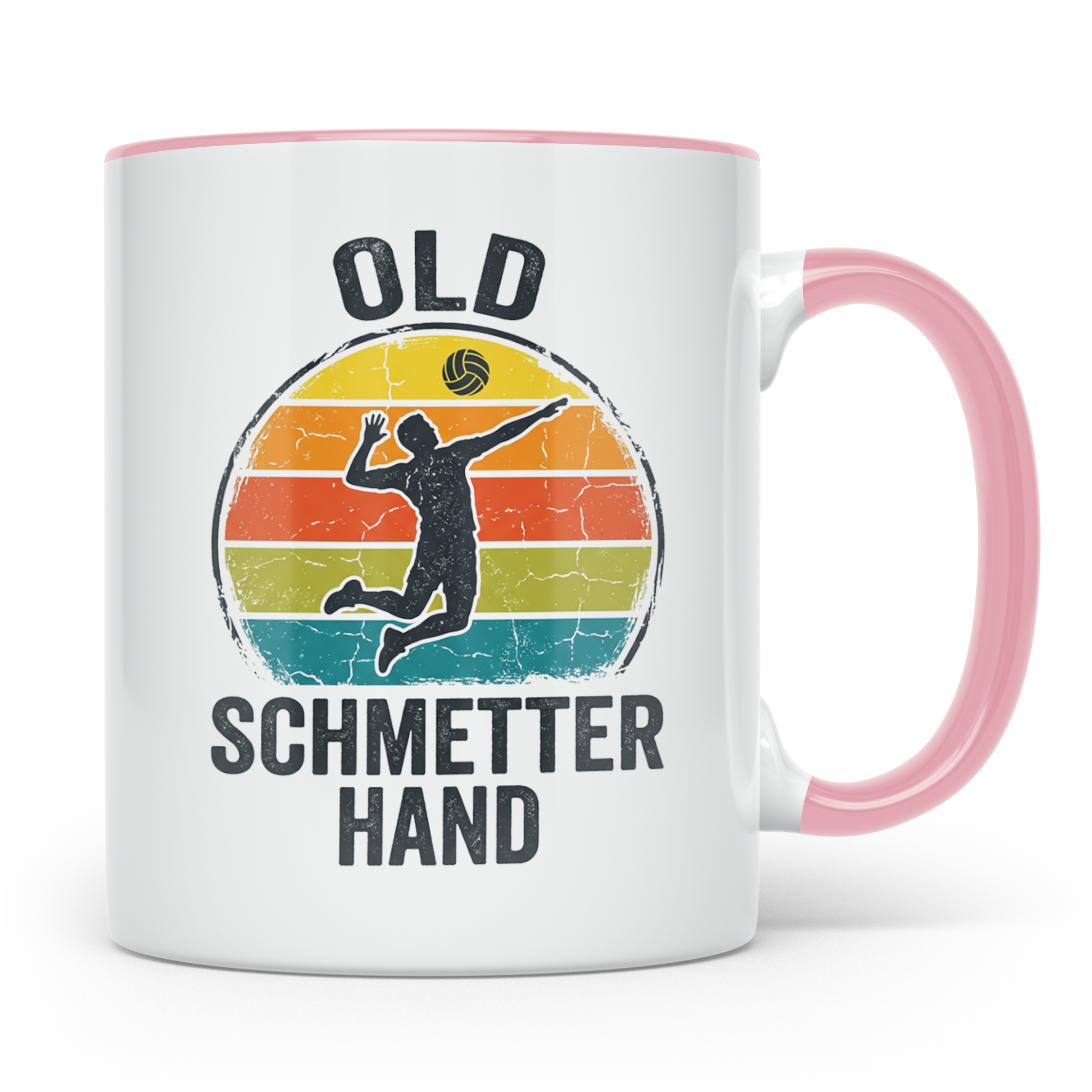 Old Schmetterhand Tasse Volleyball Spruch, Vintage Geschenk  – Rosa [farbe:rosa]