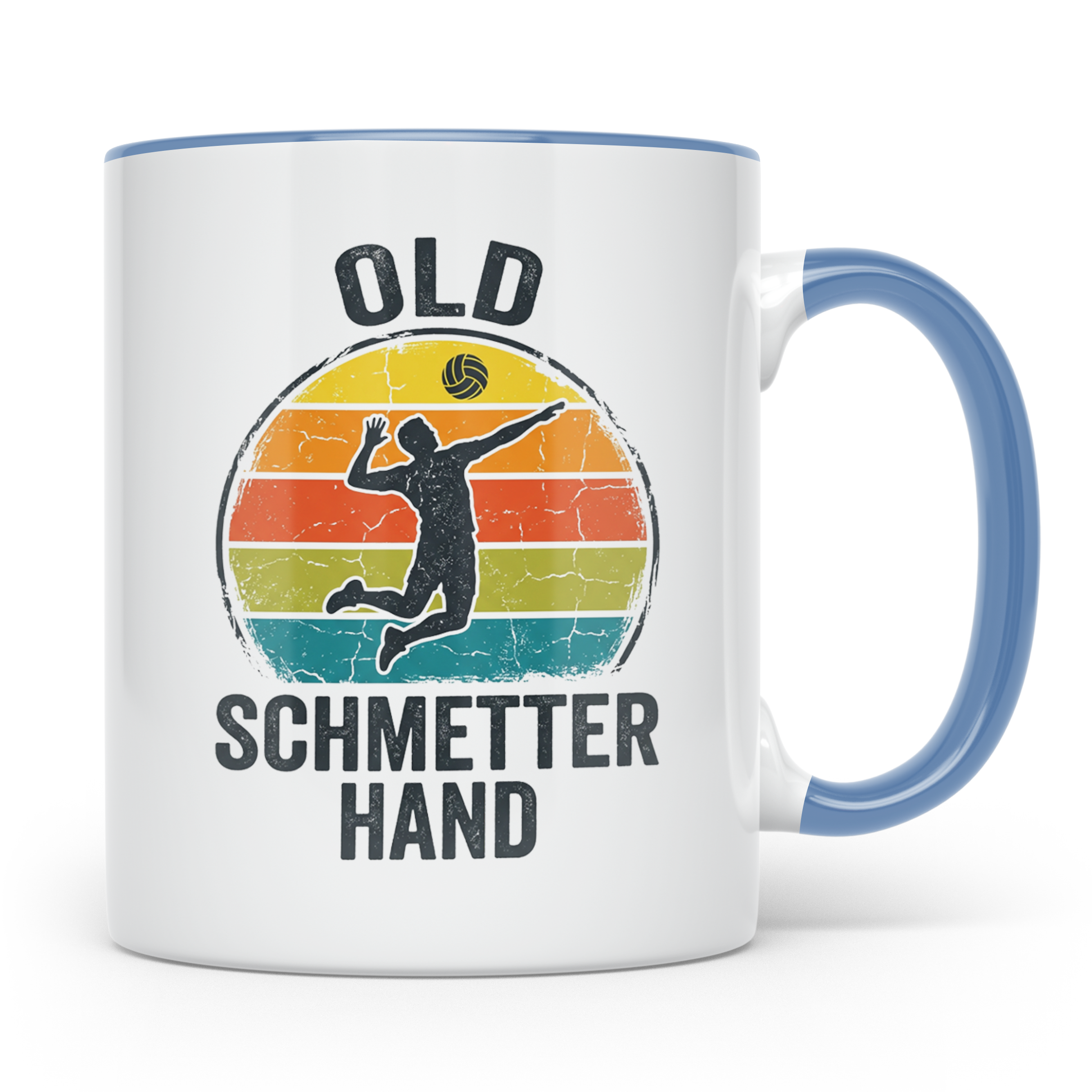 Old Schmetterhand Tasse Volleyball Spruch, Vintage Geschenk  – Blau [farbe:blau]