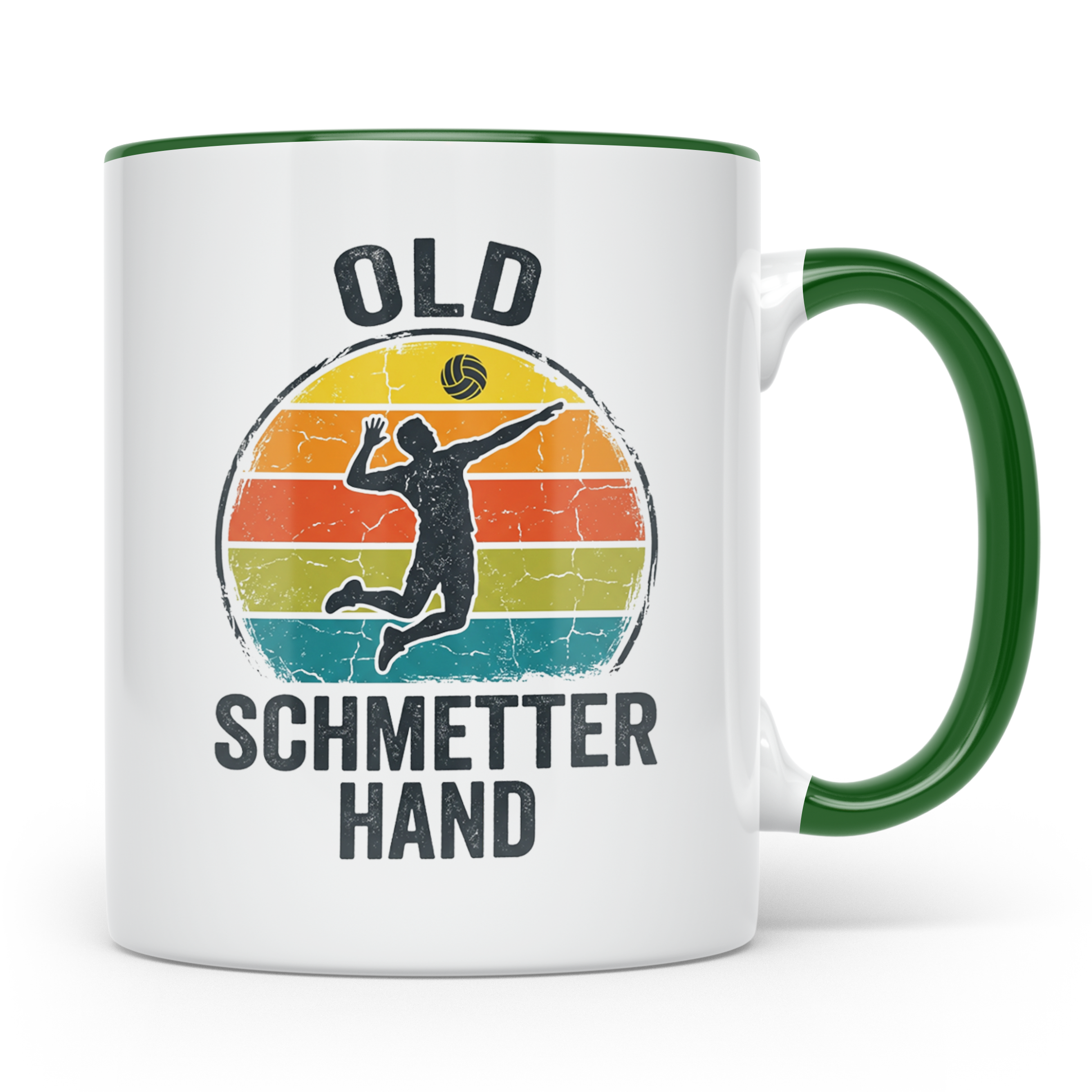 Old Schmetterhand Tasse Volleyball Spruch, Vintage Geschenk  – Grün [farbe:grün]