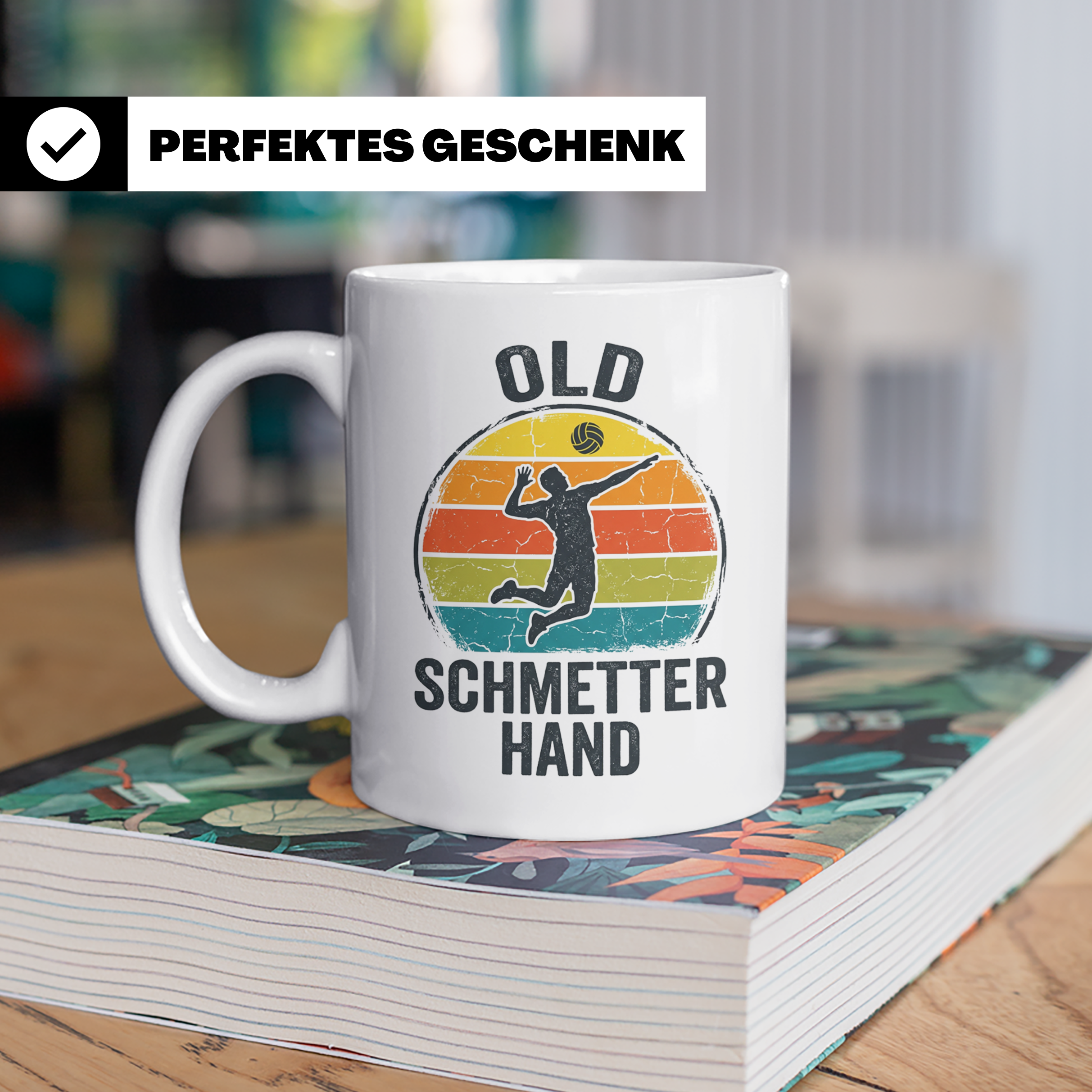 Old Schmetterhand Tasse Volleyball Spruch, Vintage Geschenk  – Weiß [farbe:weiß]