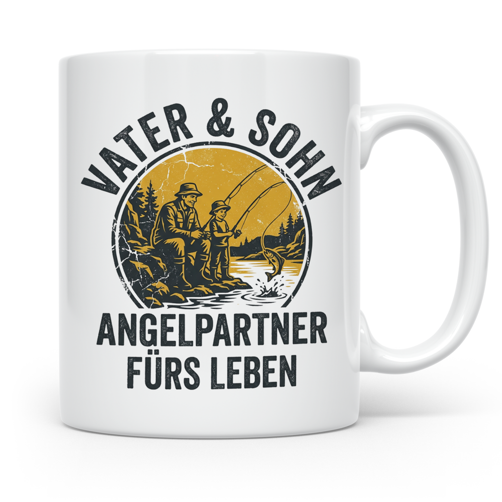 Vater Sohn Angeln Tasse | Geschenk für Papa Angler | Angelpa – Weiß [farbe:weiß]