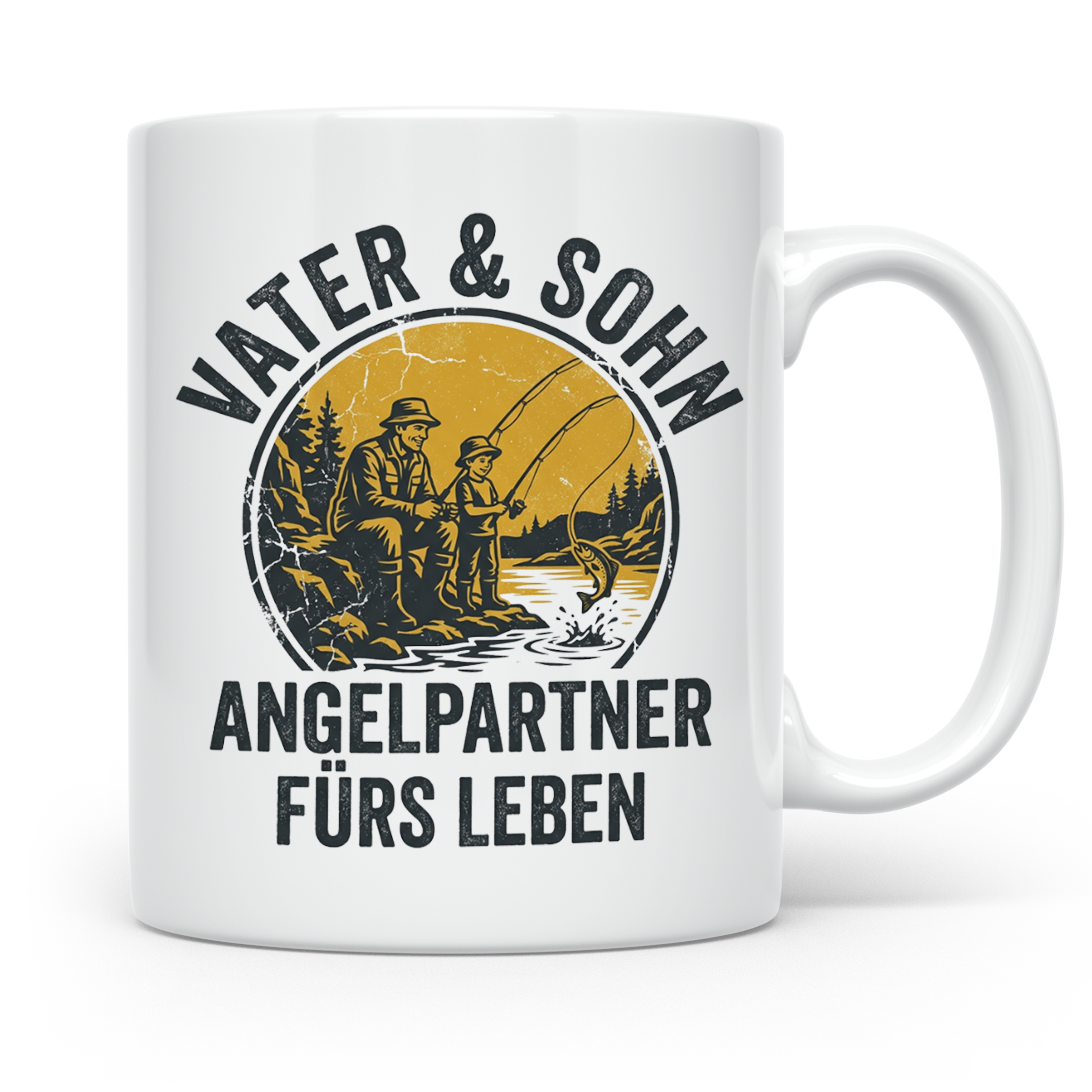 Vater Sohn Angeln Tasse | Geschenk für Papa Angler | Angelpa – Weiß [farbe:weiß]