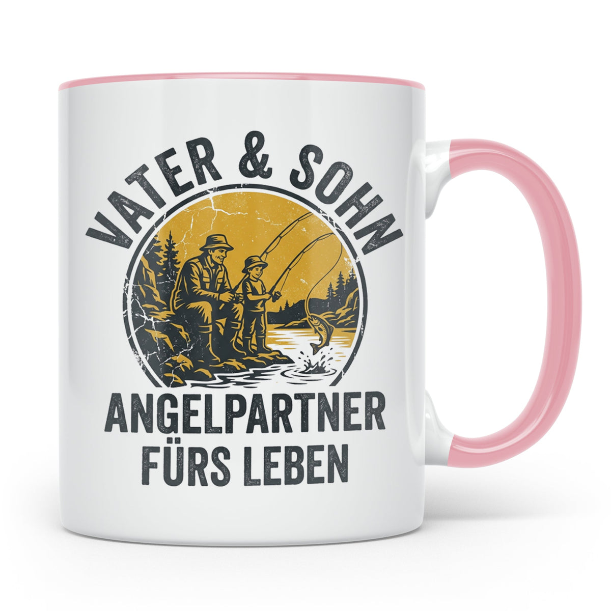 Vater Sohn Angeln Tasse | Geschenk für Papa Angler | Angelpa – Rosa [farbe:rosa]