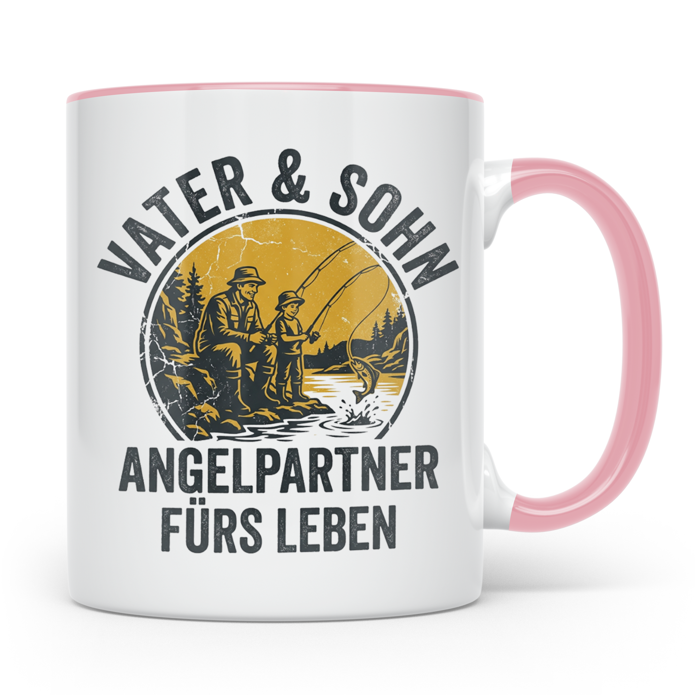 Vater Sohn Angeln Tasse | Geschenk für Papa Angler | Angelpa – Rosa [farbe:rosa]