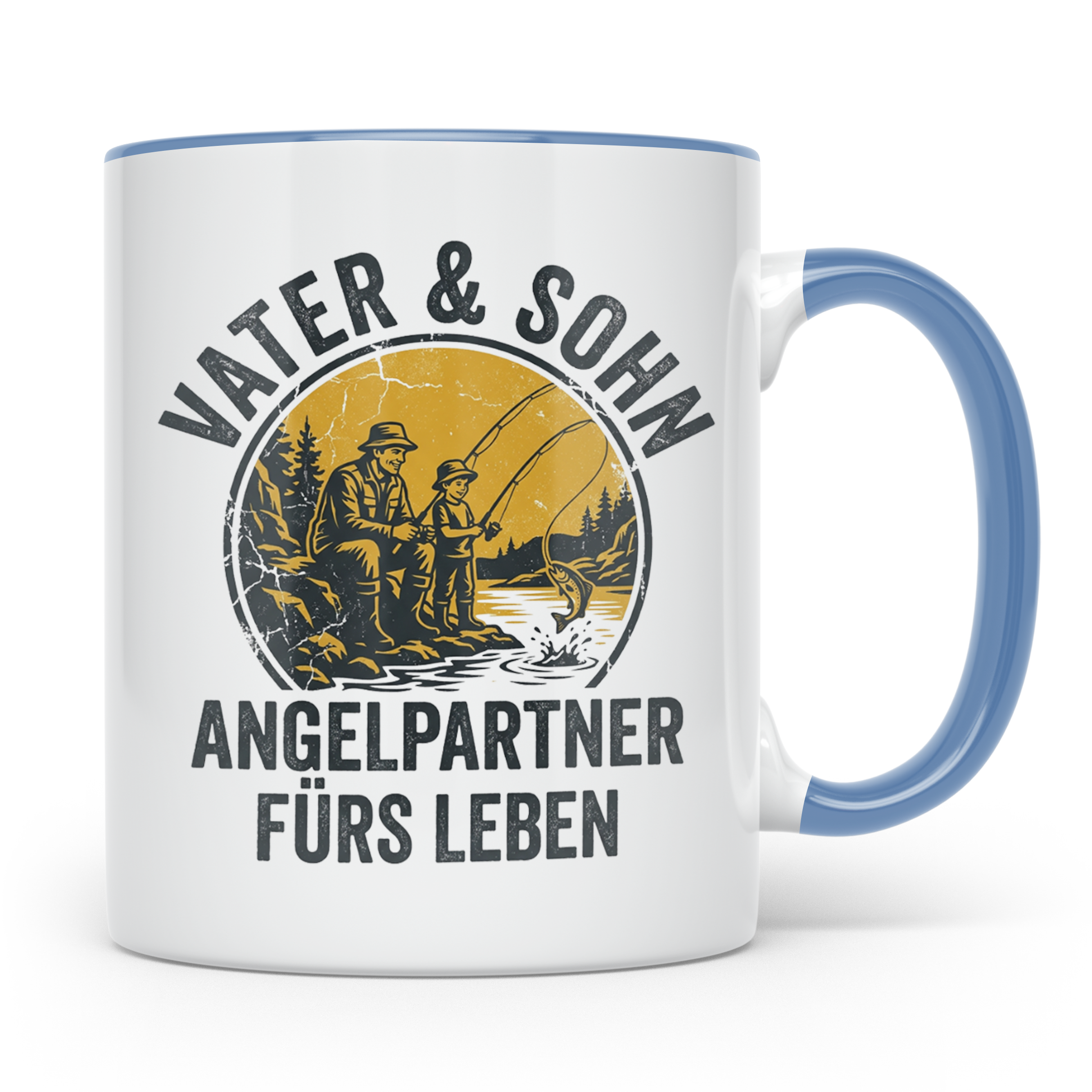 Vater Sohn Angeln Tasse | Geschenk für Papa Angler | Angelpa – Blau [farbe:blau]