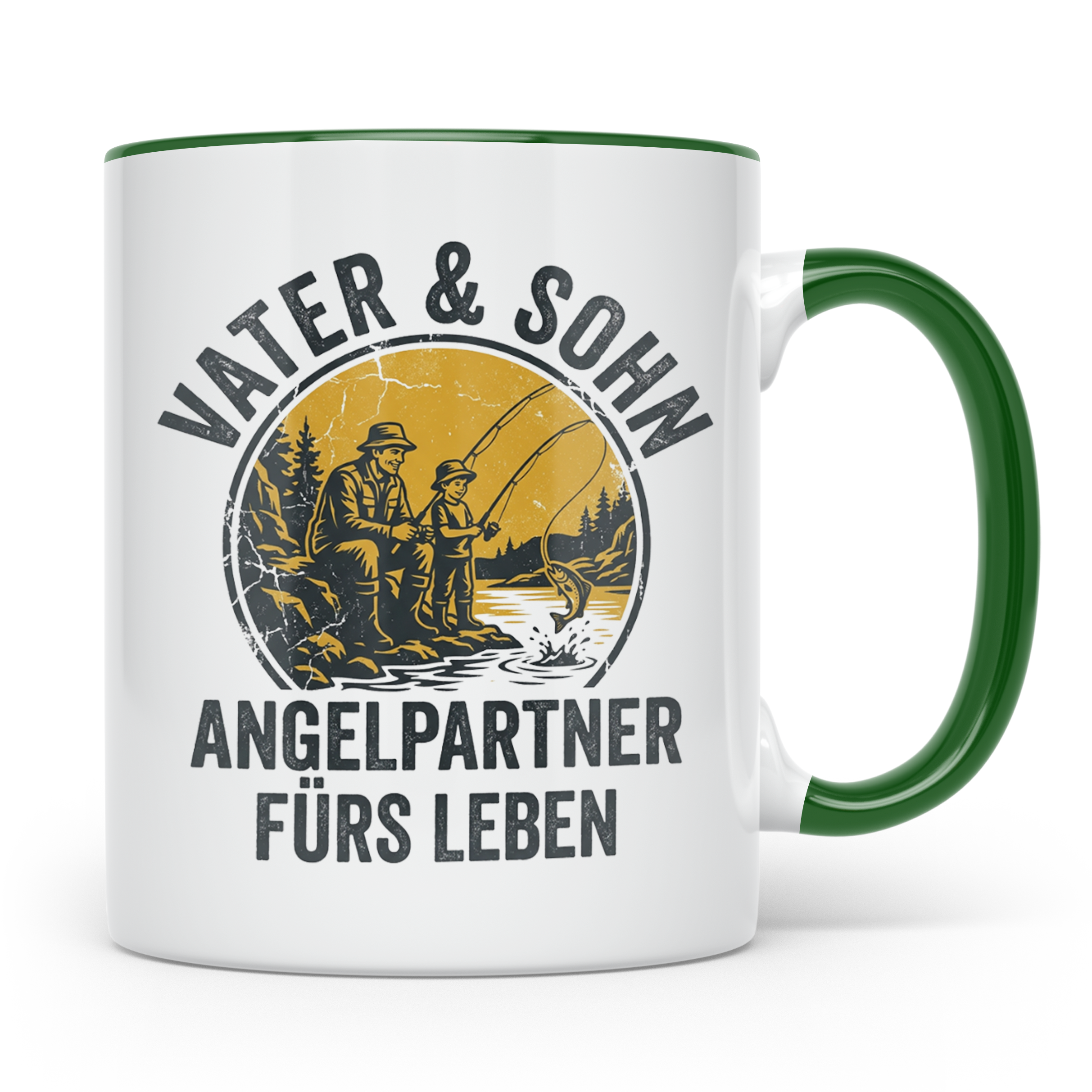 Vater Sohn Angeln Tasse | Geschenk für Papa Angler | Angelpa – Grün [farbe:grün]