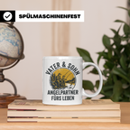 Vater Sohn Angeln Tasse | Geschenk für Papa Angler | Angelpa – Weiß [farbe:weiß]