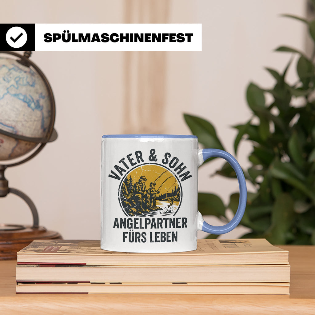 Vater Sohn Angeln Tasse | Geschenk für Papa Angler | Angelpa – Blau [farbe:blau]