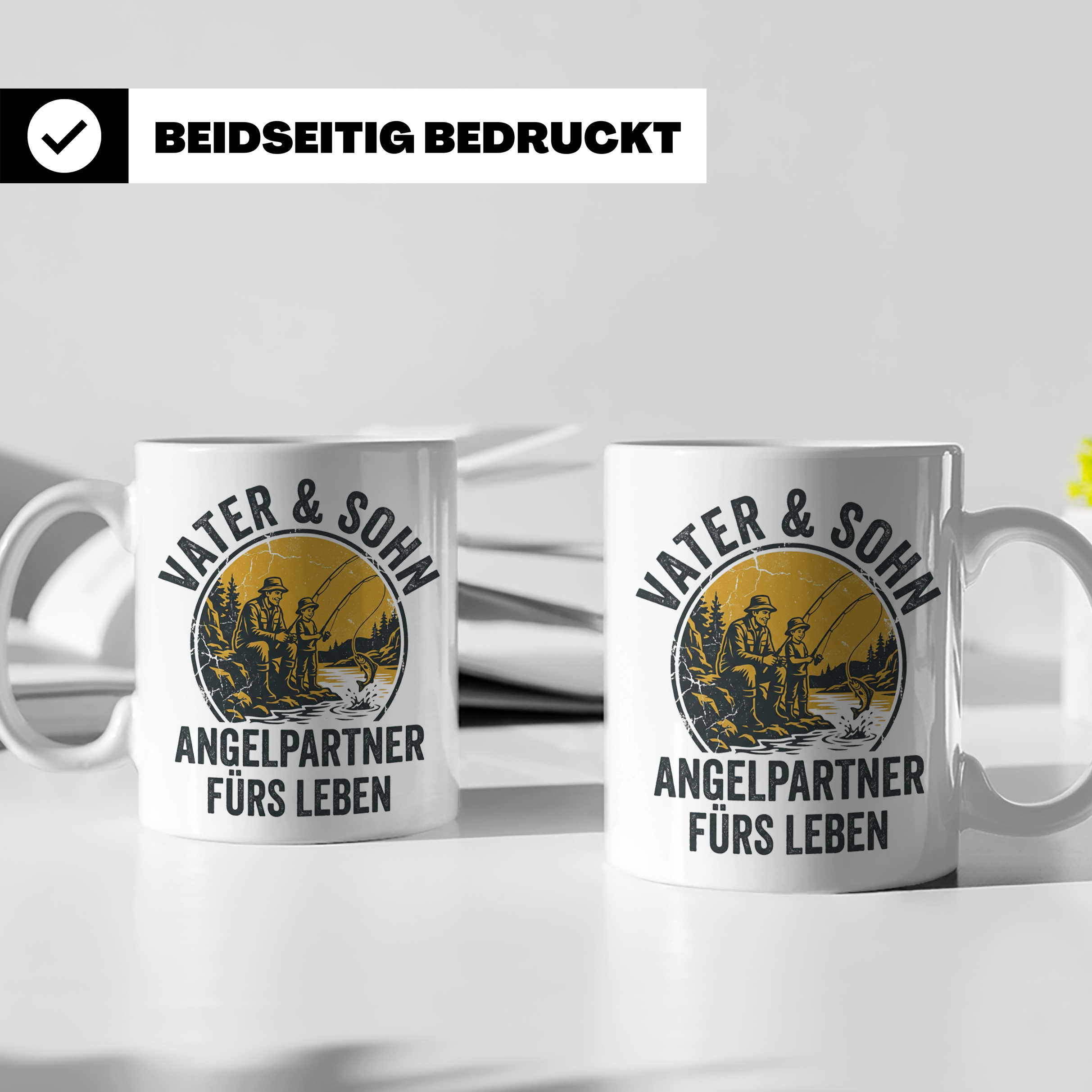 Vater Sohn Angeln Tasse | Geschenk für Papa Angler | Angelpa – Weiß [farbe:weiß]