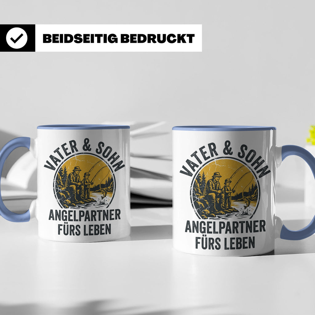 Vater Sohn Angeln Tasse | Geschenk für Papa Angler | Angelpa – Blau [farbe:blau]