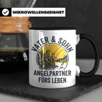 Vater Sohn Angeln Tasse | Geschenk für Papa Angler | Angelpa – Schwarz [farbe:schwarz]