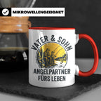 Vater Sohn Angeln Tasse | Geschenk für Papa Angler | Angelpa – Rot [farbe:rot]