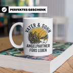 Vater Sohn Angeln Tasse | Geschenk für Papa Angler | Angelpa – Weiß [farbe:weiß]