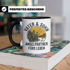 Vater Sohn Angeln Tasse | Geschenk für Papa Angler | Angelpa – Schwarz [farbe:schwarz]