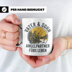 Vater Sohn Angeln Tasse | Geschenk für Papa Angler | Angelpa – Weiß [farbe:weiß]