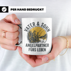 Vater Sohn Angeln Tasse | Geschenk für Papa Angler | Angelpa – Weiß [farbe:weiß]