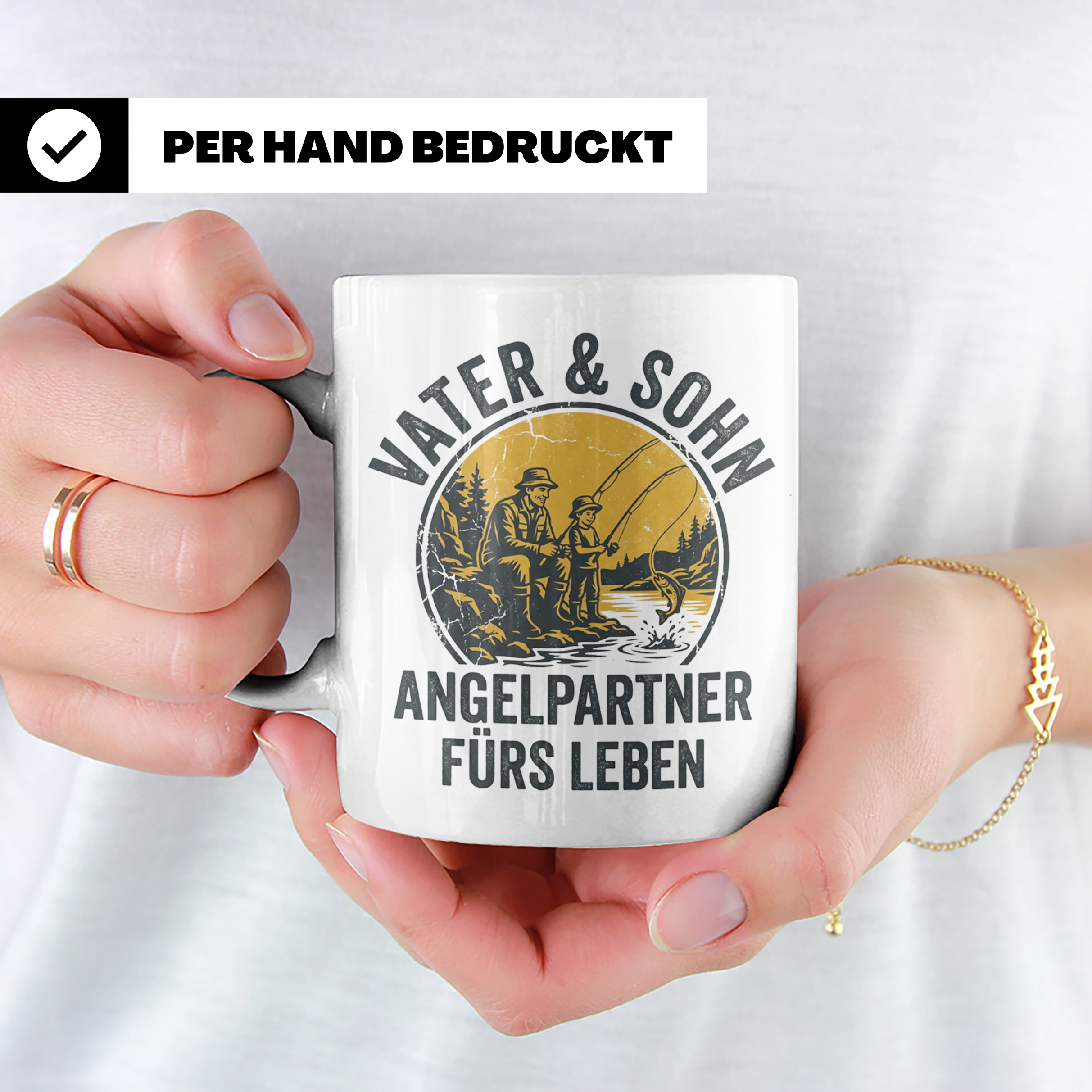 Vater Sohn Angeln Tasse | Geschenk für Papa Angler | Angelpa – Weiß [farbe:weiß]