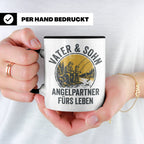 Vater Sohn Angeln Tasse | Geschenk für Papa Angler | Angelpa – Schwarz [farbe:schwarz]