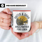 Vater Sohn Angeln Tasse | Geschenk für Papa Angler | Angelpa – Rot [farbe:rot]