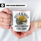 Vater Sohn Angeln Tasse | Geschenk für Papa Angler | Angelpa – Rosa [farbe:rosa]