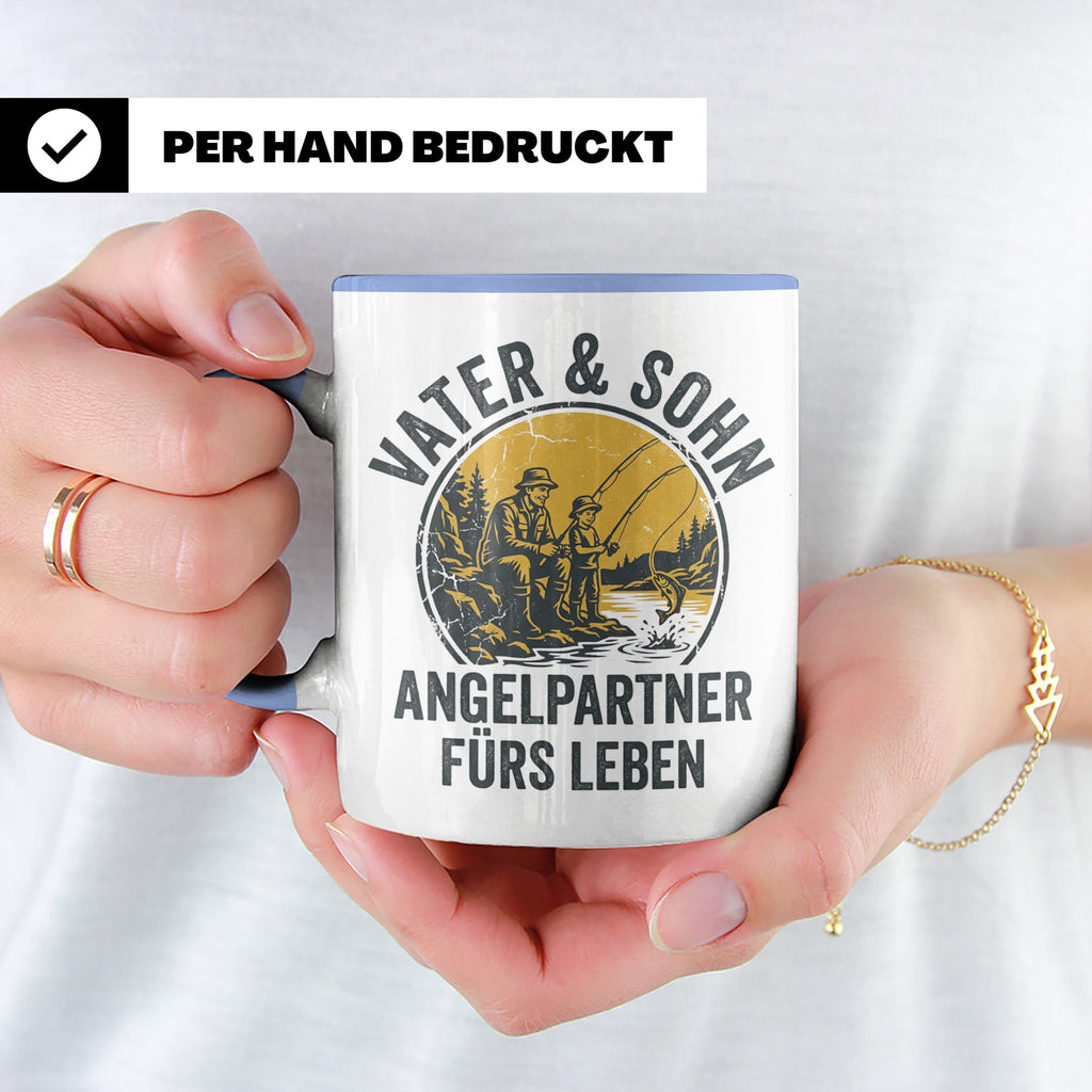 Vater Sohn Angeln Tasse | Geschenk für Papa Angler | Angelpa – Blau [farbe:blau]