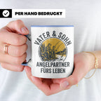 Vater Sohn Angeln Tasse | Geschenk für Papa Angler | Angelpa – Blau [farbe:blau]