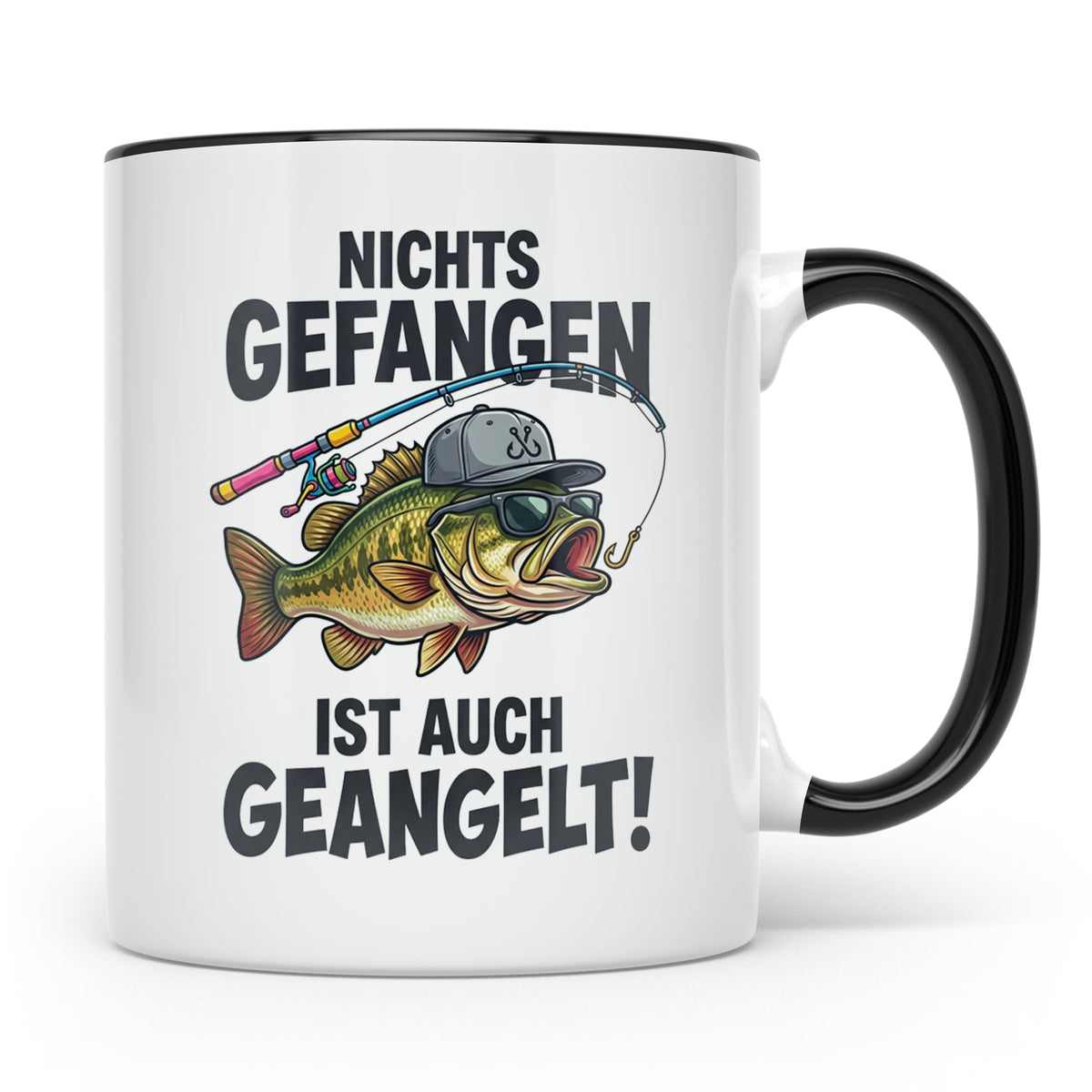 Angler Tasse Nichts gefangen ist auch geangelt lustiger Spru – Schwarz [farbe:schwarz]