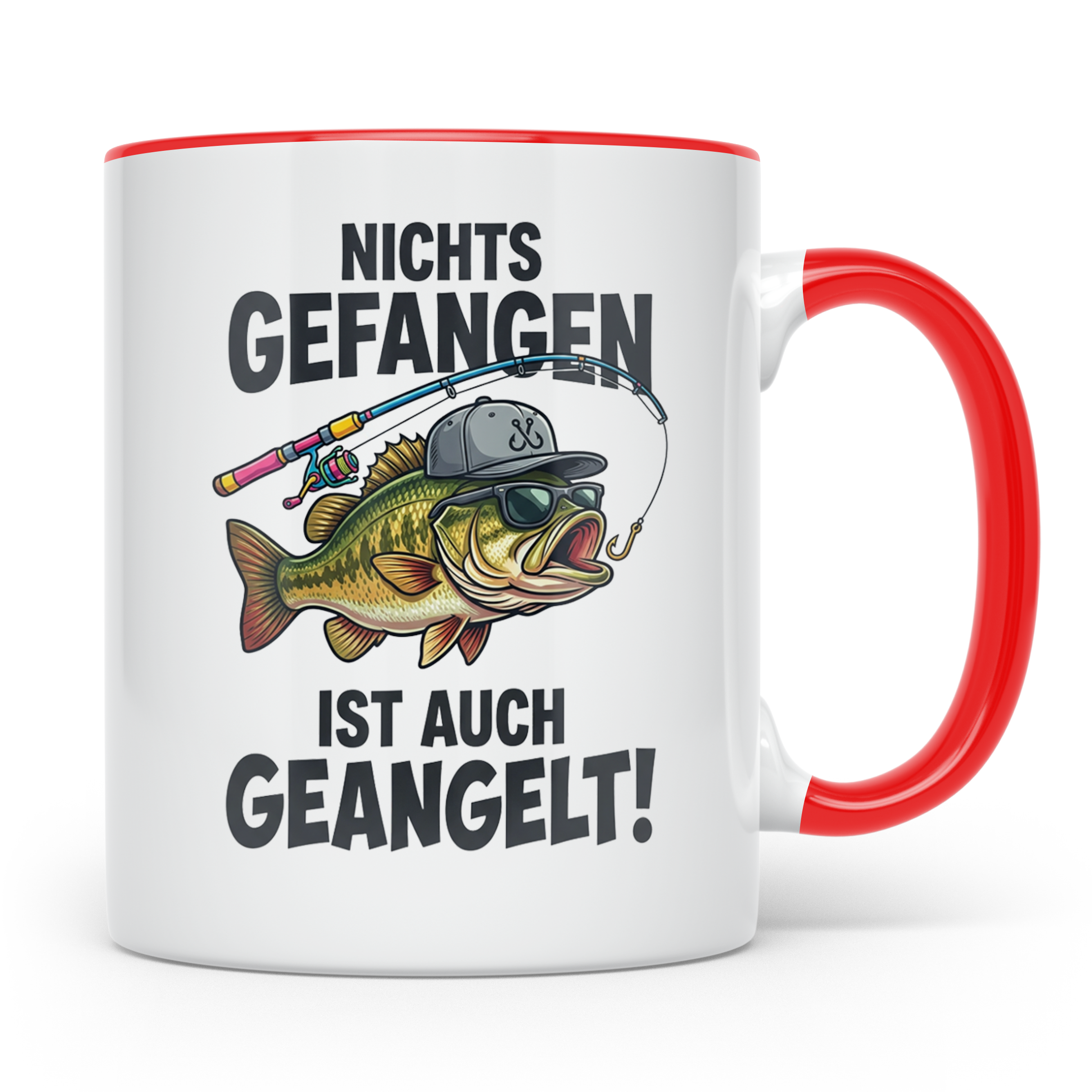 Angler Tasse Nichts gefangen ist auch geangelt lustiger Spru – Rot [farbe:rot]
