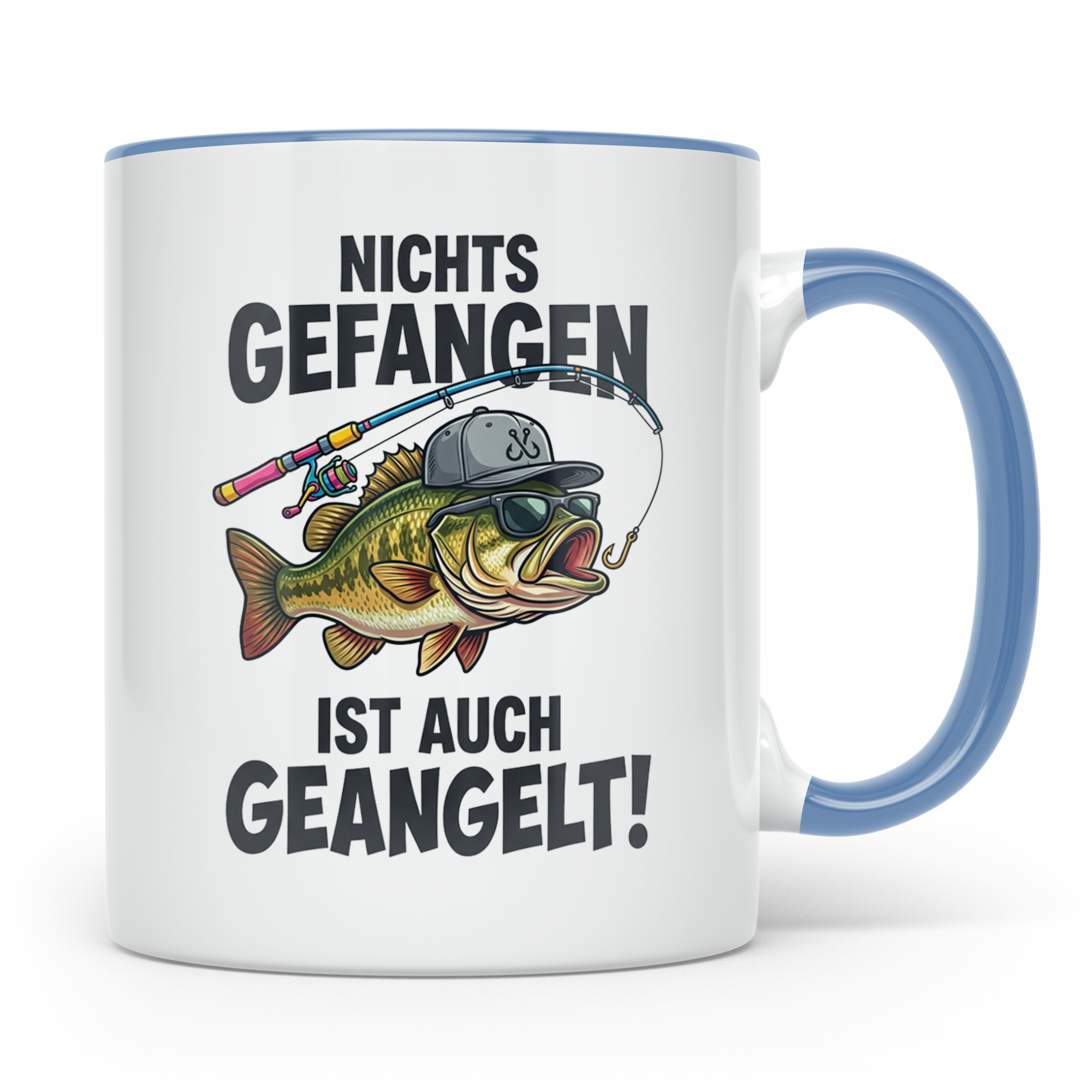 Angler Tasse Nichts gefangen ist auch geangelt lustiger Spru – Blau [farbe:blau]
