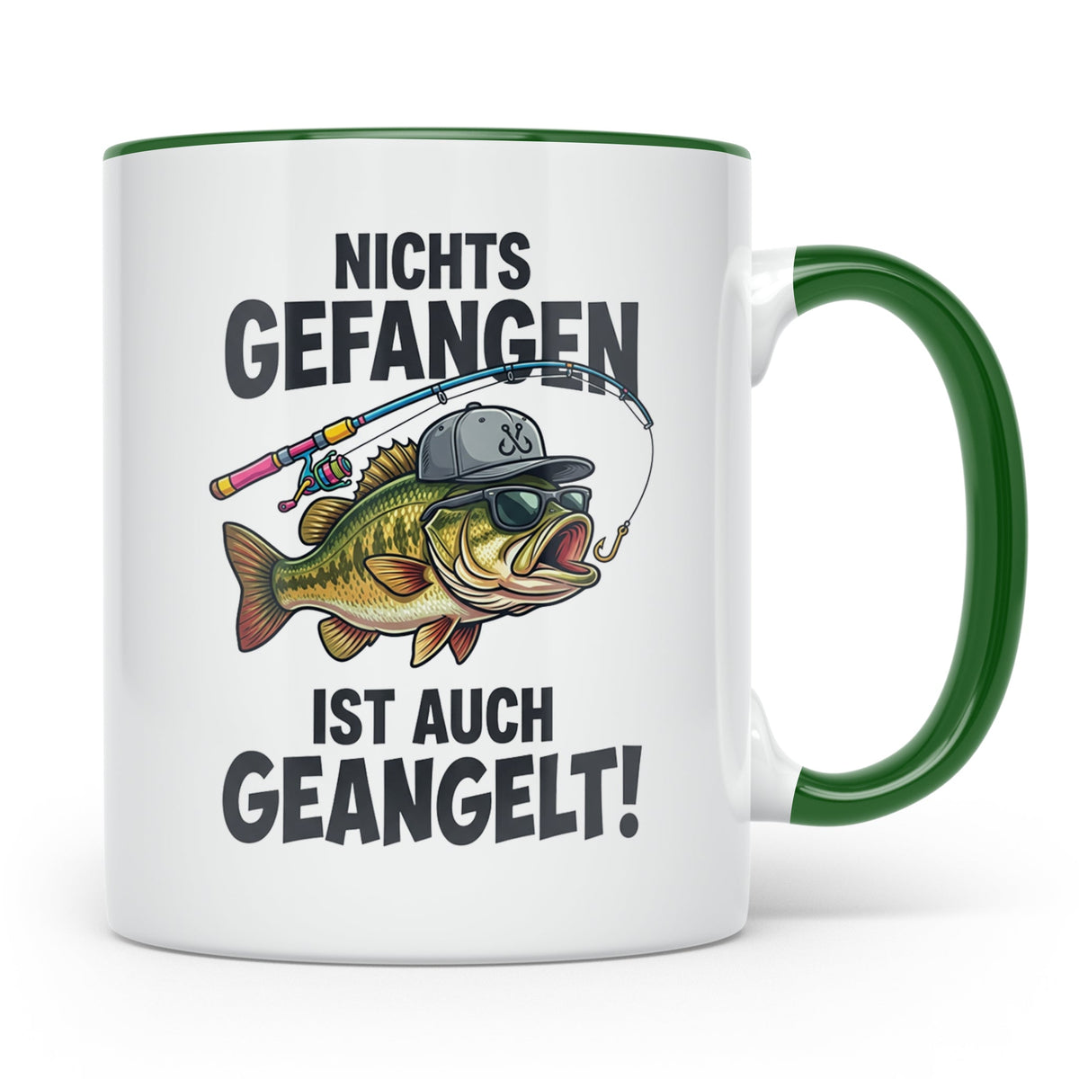Angler Tasse Nichts gefangen ist auch geangelt lustiger Spru – Grün [farbe:grün]