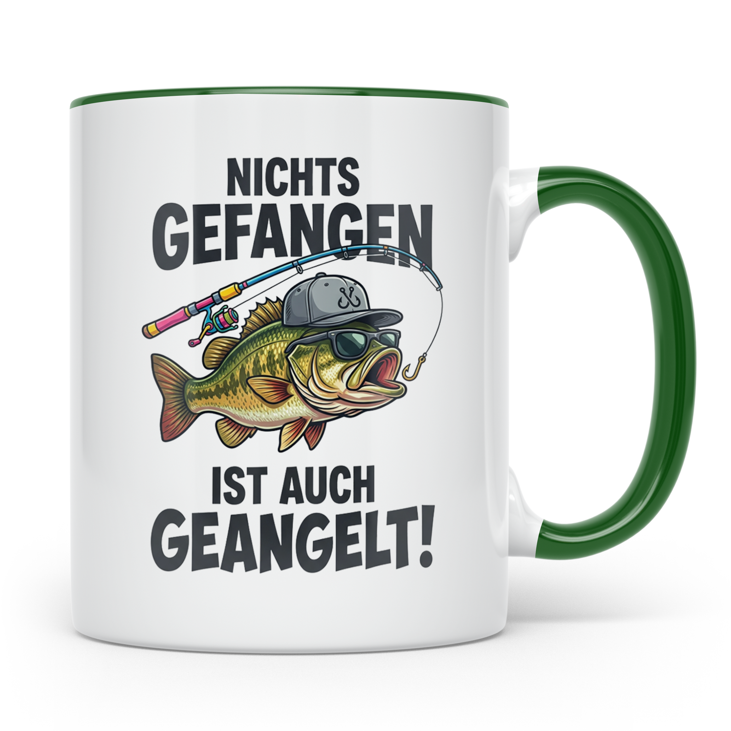 Angler Tasse Nichts gefangen ist auch geangelt lustiger Spru – Grün [farbe:grün]